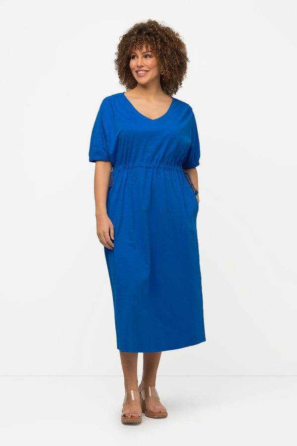 Carraig Donn Blue Short Sleeve Drawstring Waist Midi Dress