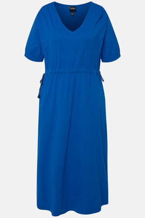 Carraig Donn Blue Short Sleeve Drawstring Waist Midi Dress