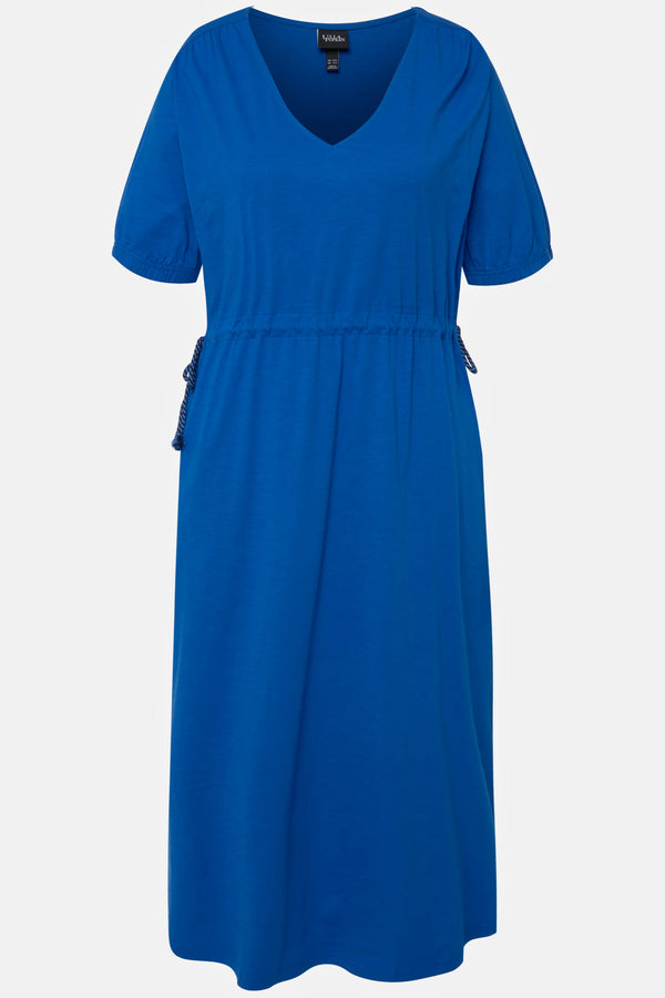 Carraig Donn Blue Short Sleeve Drawstring Waist Midi Dress