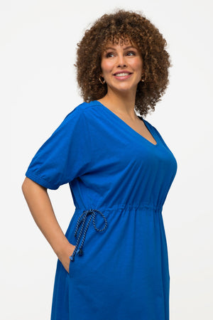 Carraig Donn Blue Short Sleeve Drawstring Waist Midi Dress
