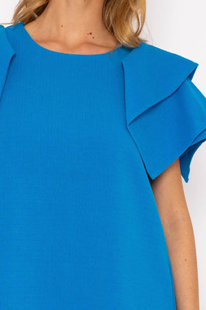 Carraig Donn Blue Shoulder Detail Mini Dress