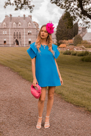 Carraig Donn Blue Shoulder Detail Mini Dress