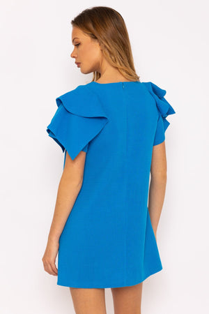 Carraig Donn Blue Shoulder Detail Mini Dress