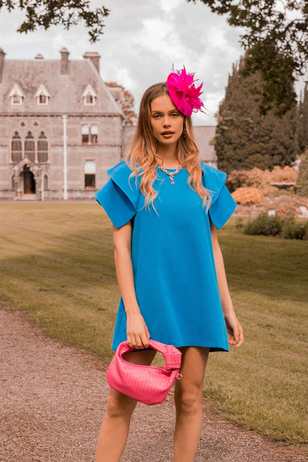 Carraig Donn Blue Shoulder Detail Mini Dress
