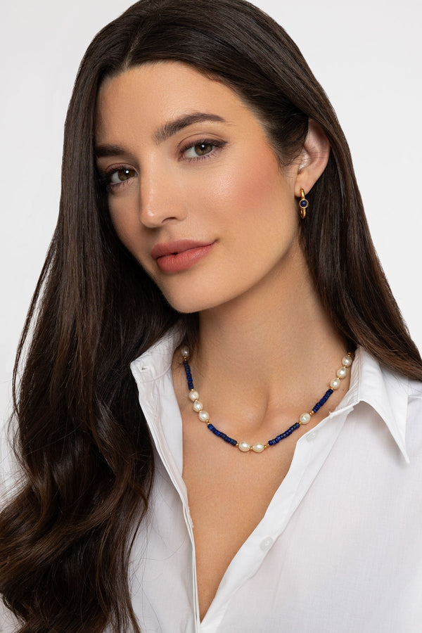 Carraig Donn Blue Stone Open Hoop Earrings