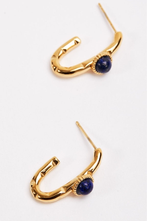 Carraig Donn Blue Stone Open Hoop Earrings