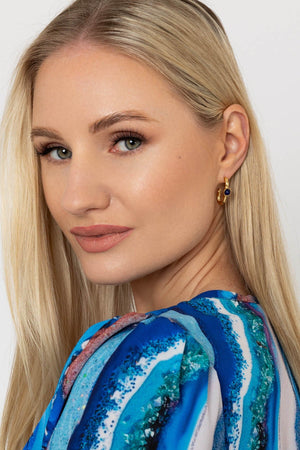 Carraig Donn Blue Stone Open Hoop Earrings