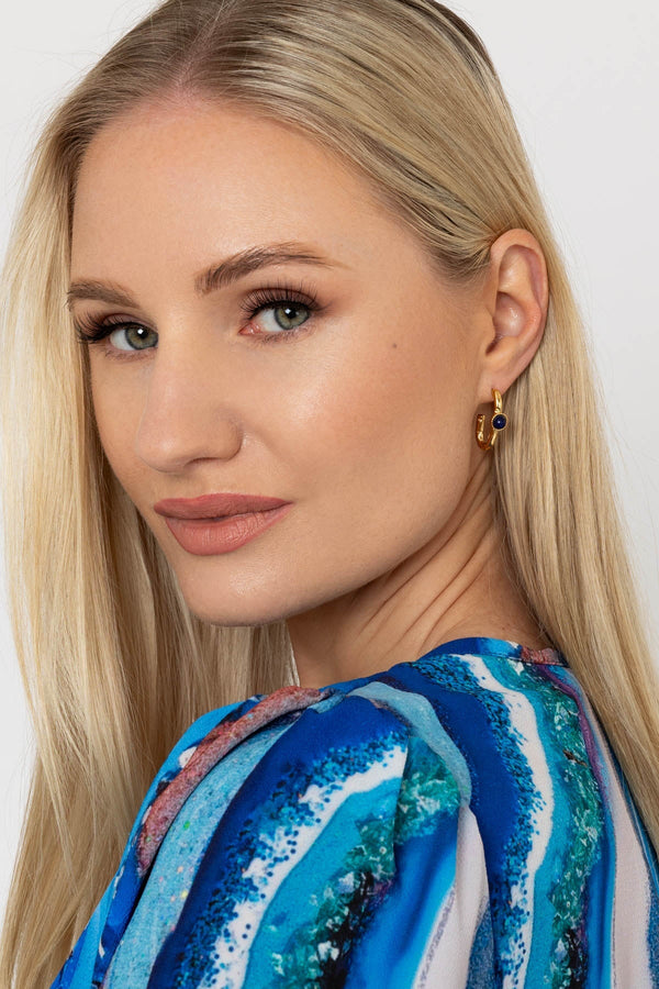 Carraig Donn Blue Stone Open Hoop Earrings