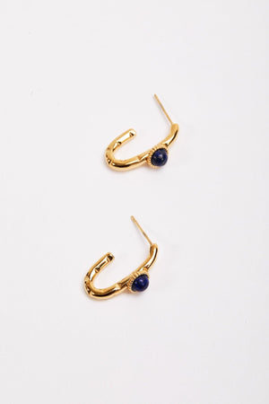 Carraig Donn Blue Stone Open Hoop Earrings