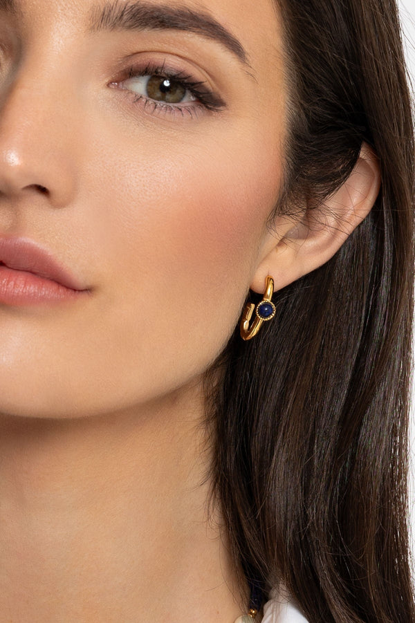 Carraig Donn Blue Stone Open Hoop Earrings