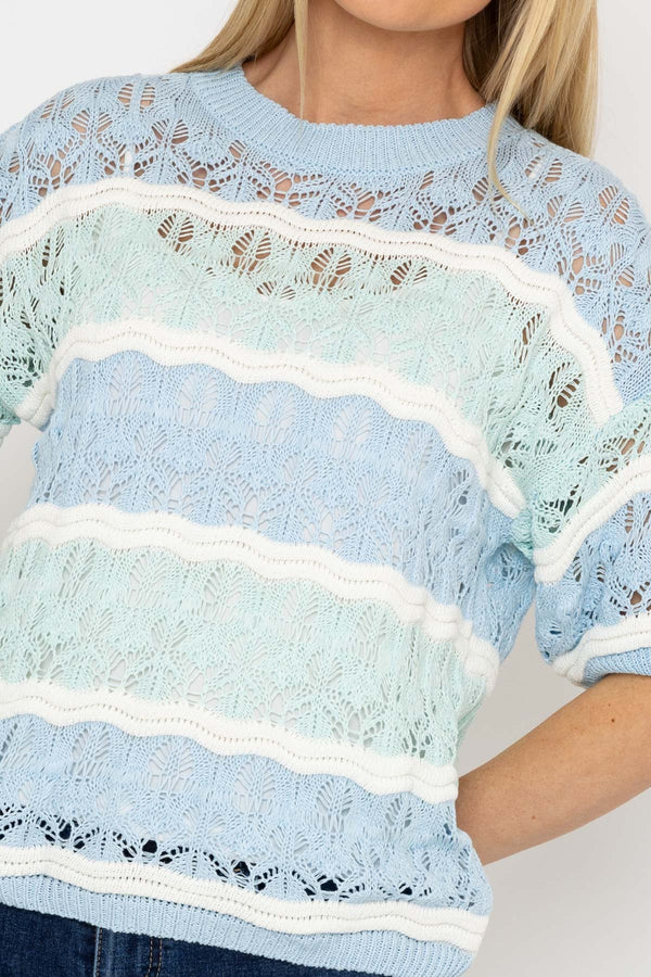 Carraig Donn Blue Stripe Knit Jumper