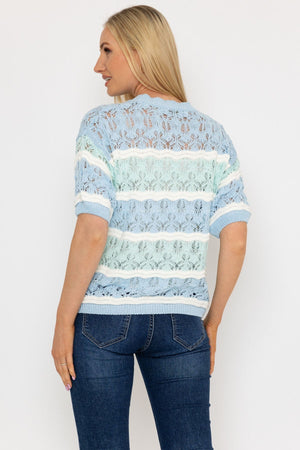 Carraig Donn Blue Stripe Knit Jumper