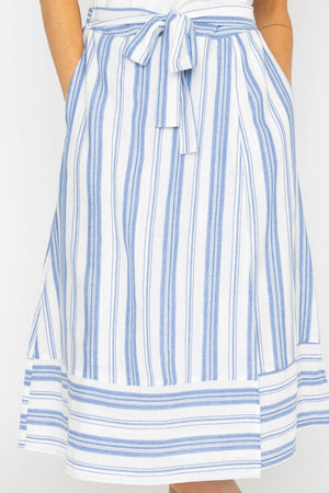 Carraig Donn Blue Stripe Midi Skirt With Tie