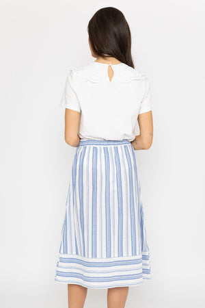 Carraig Donn Blue Stripe Midi Skirt With Tie