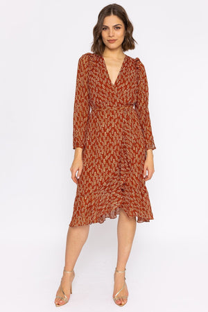 Carraig Donn Boho Wrap Dress in Rust
