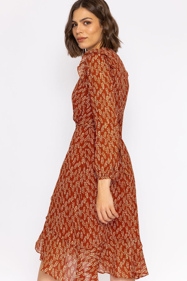 Carraig Donn Boho Wrap Dress in Rust