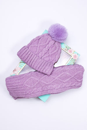 Carraig Donn Boxed Beanie and Scarf in Lilac