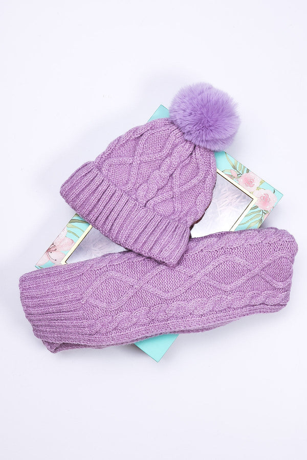 Carraig Donn Boxed Beanie and Scarf in Lilac