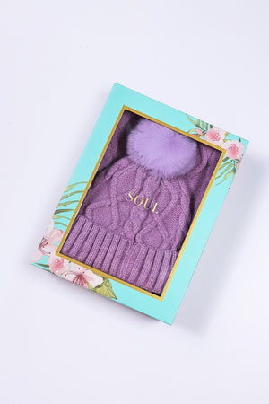 Carraig Donn Boxed Beanie and Scarf in Lilac