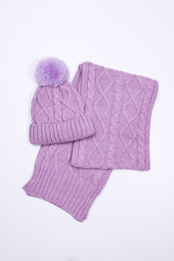 Carraig Donn Boxed Beanie and Scarf in Lilac