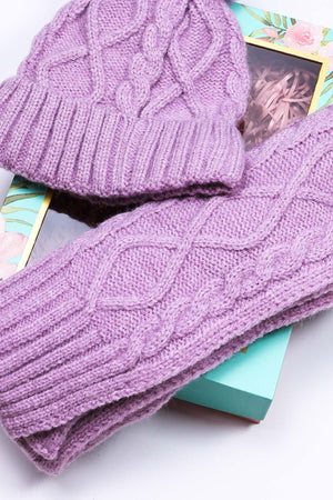 Carraig Donn Boxed Beanie and Scarf in Lilac