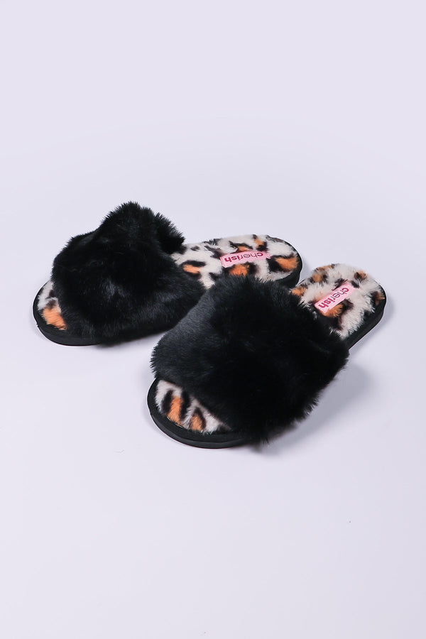 Carraig Donn Boxed Black Animal Faux Fur Slipper