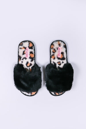 Carraig Donn Boxed Black Animal Faux Fur Slipper
