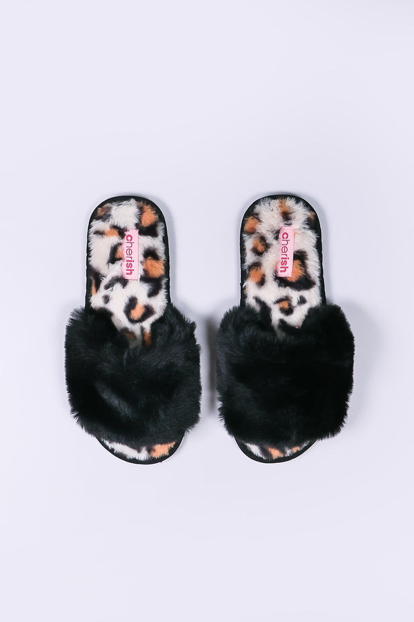 Carraig Donn Boxed Black Animal Faux Fur Slipper