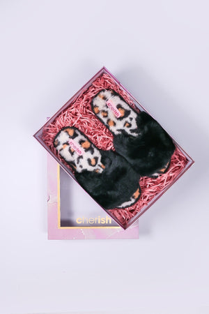 Carraig Donn Boxed Black Animal Faux Fur Slipper