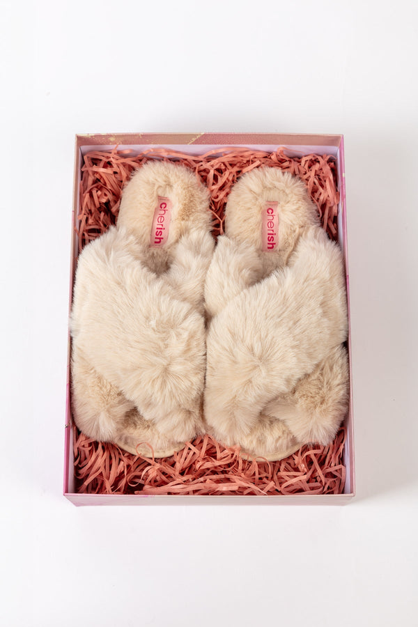 Carraig Donn Boxed Cream Faux Fur Quilted Slipper