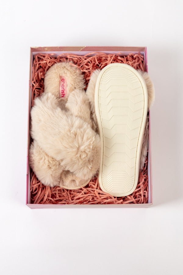 Carraig Donn Boxed Cream Faux Fur Quilted Slipper