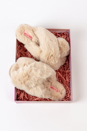 Carraig Donn Boxed Cream Faux Fur Quilted Slipper