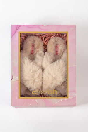 Carraig Donn Boxed Cream Faux Fur Quilted Slipper