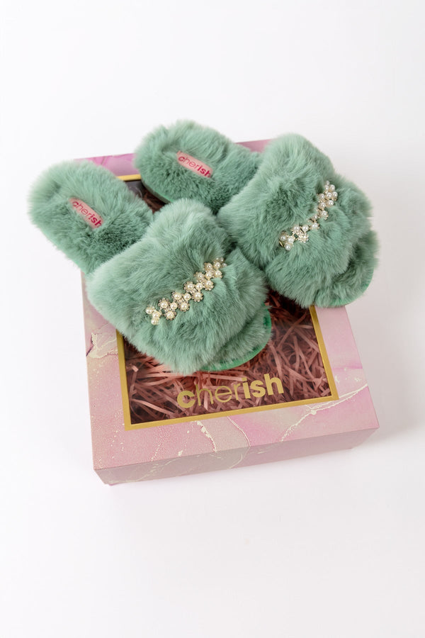 Carraig Donn Boxed Embellished Slippers in Green