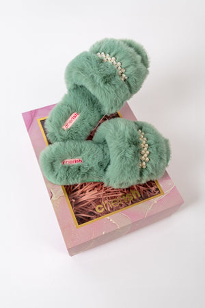 Carraig Donn Boxed Embellished Slippers in Green