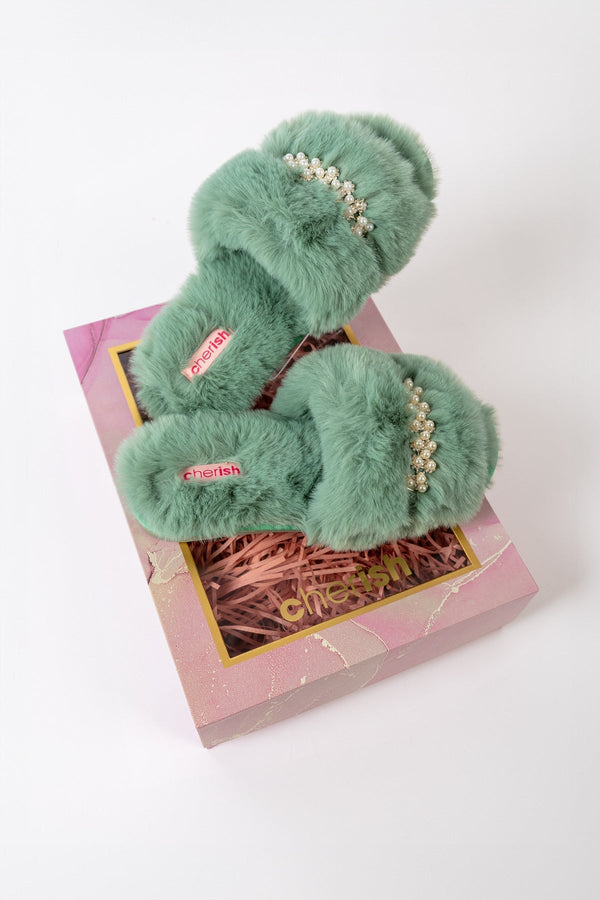 Carraig Donn Boxed Embellished Slippers in Green