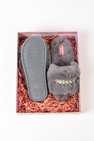 Carraig Donn Boxed Embellished Slippers in Grey