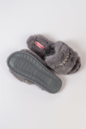 Carraig Donn Boxed Embellished Slippers in Grey