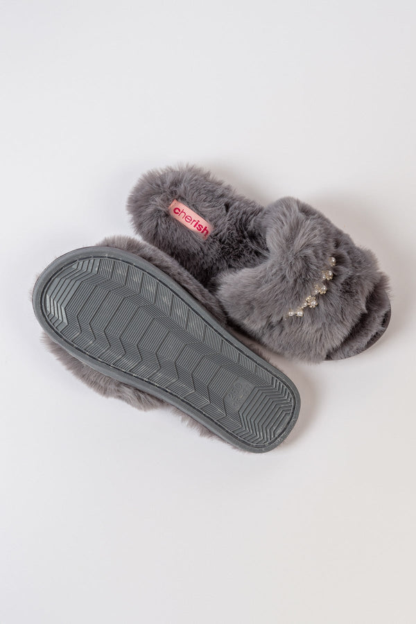 Carraig Donn Boxed Embellished Slippers in Grey