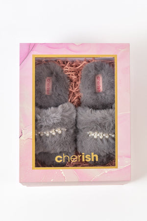 Carraig Donn Boxed Embellished Slippers in Grey