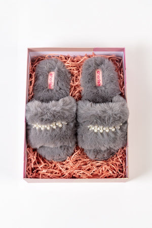 Carraig Donn Boxed Embellished Slippers in Grey