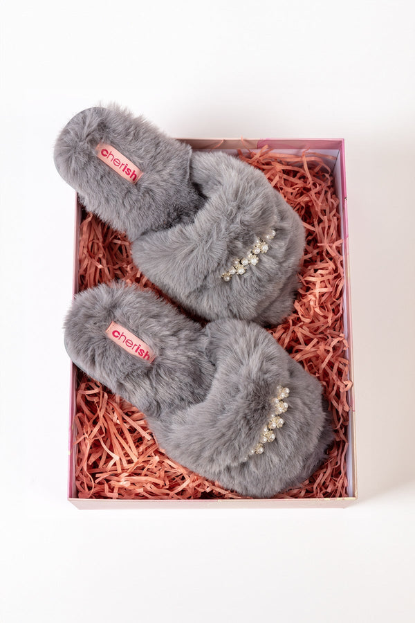 Carraig Donn Boxed Embellished Slippers in Grey
