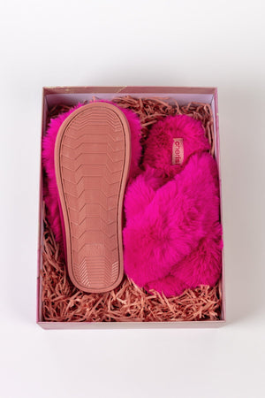 Carraig Donn Boxed Faux Fur Quilted Slippers in Pink