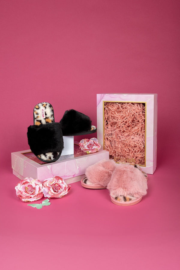 Carraig Donn Boxed Pink Animal Faux Fur Slipper