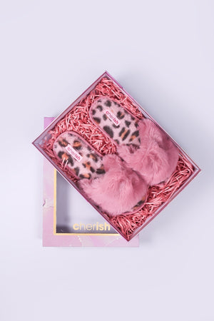 Carraig Donn Boxed Pink Animal Faux Fur Slipper