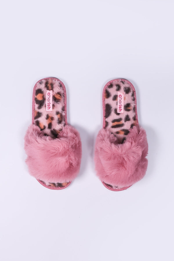 Carraig Donn Boxed Pink Animal Faux Fur Slipper