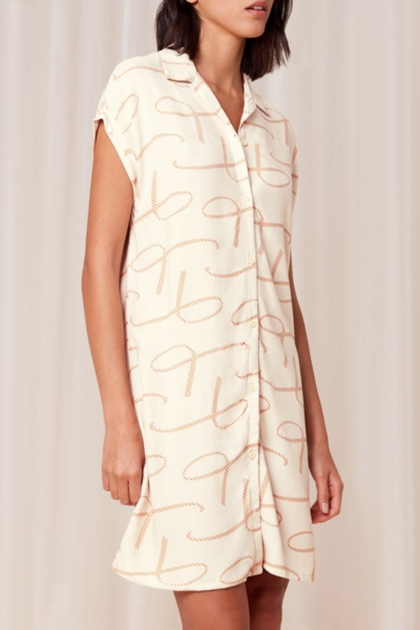 Carraig Donn Boyfriend Fit Nightdress in Beige Print