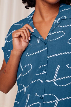 Carraig Donn Boyfriend Fit Nightdress in Blue Print