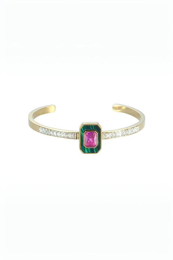 Carraig Donn Braelyn Pink and Green Bangle Bracelet
