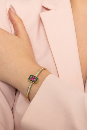 Carraig Donn Braelyn Pink and Green Bangle Bracelet
